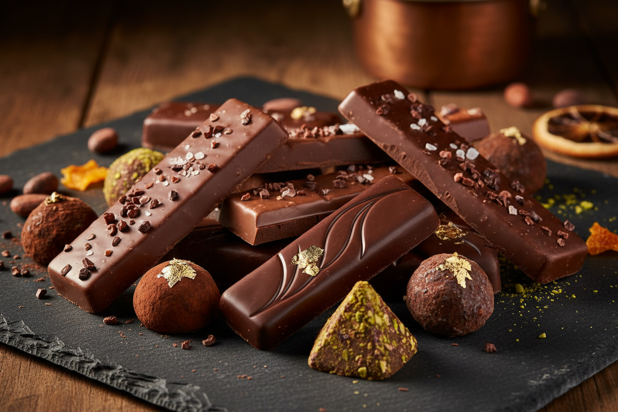 Premium chocolate bars and truffles